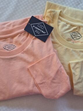 St. John's Bay Peach and Pale Yellow Short-Sleeve Crewneck Tees
